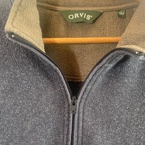Orvis L 1/4 zip  Grey Cotton fleece Pullover vintage classic fishing